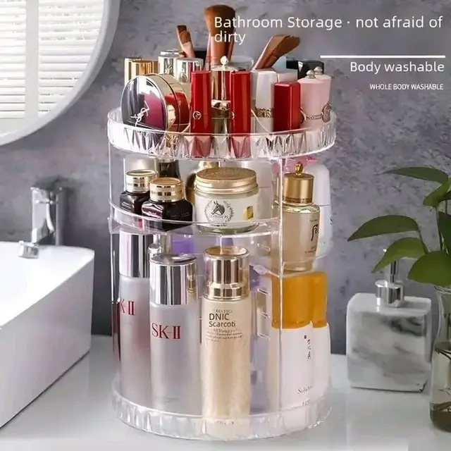 360 Degree Rotating Cosmetic Storage Box Makeup Organizer