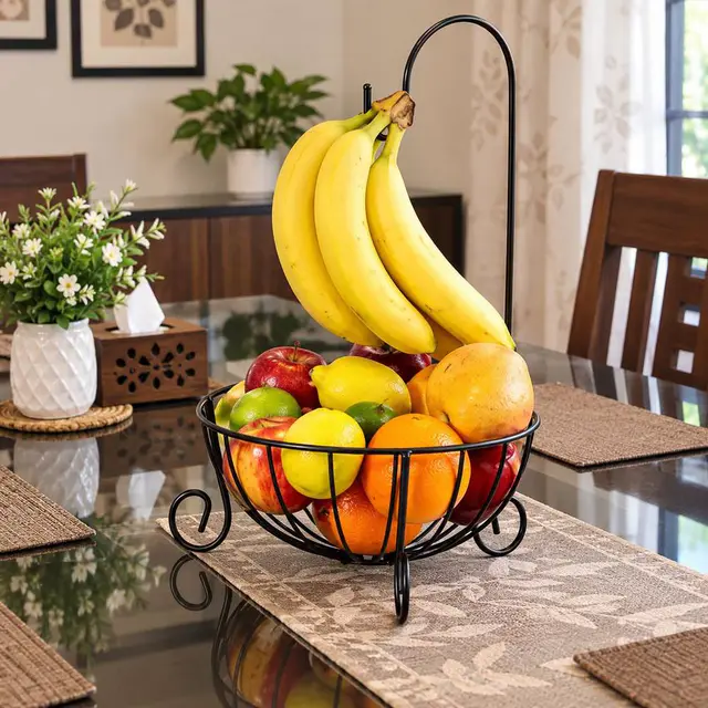 10L Wall Mounted Storage Box ( 6-Grid Dry Food Dispenser ) - 2-in-1 মেটাল ফ্রুট বাস্কেট