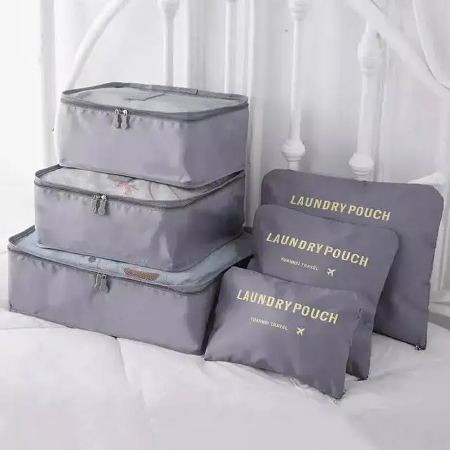 6 Pcs Travel Clothes Organizer - (Ash)6 Pcs Travel Clothes Organizer