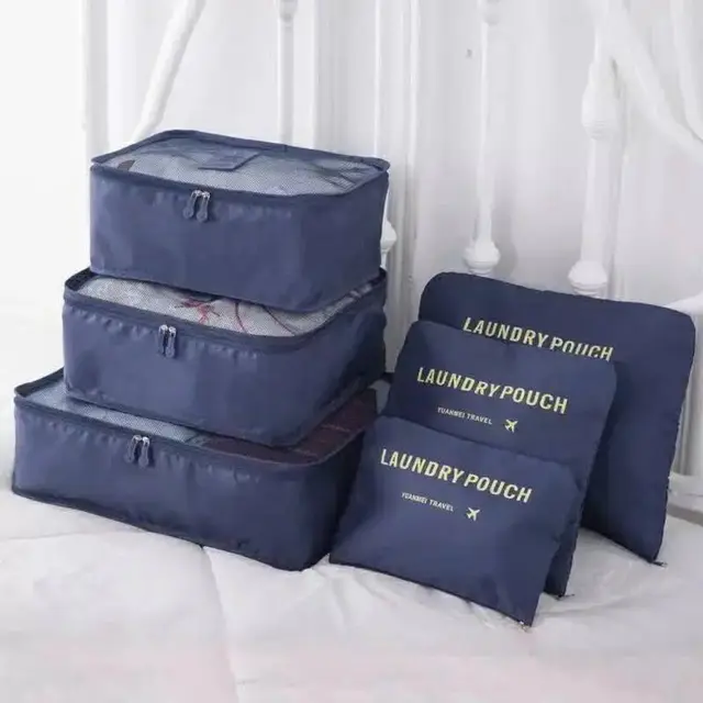 6 Pcs Travel Clothes Organizer - (Blue)6 Pcs Travel Clothes Organizer