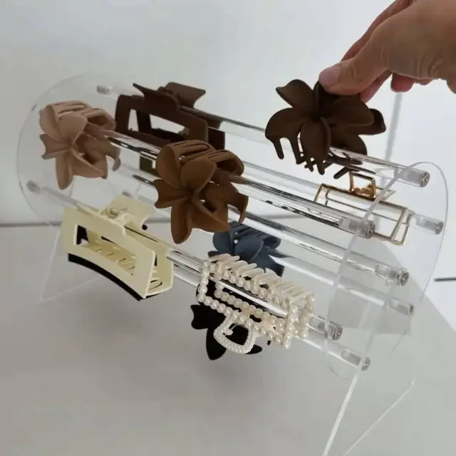 360° Rotating Acrylic Headband Holder/Claw clip Organizer