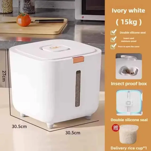 10L Wall Mounted Storage Box ( 6-Grid Dry Food Dispenser ) - 15kg Rice Bucket