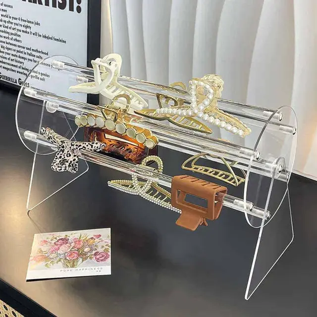 360° Rotating Luxury Makeup Brushes Holder - 360° Rotating Acrylic Headband Holder/Claw clip