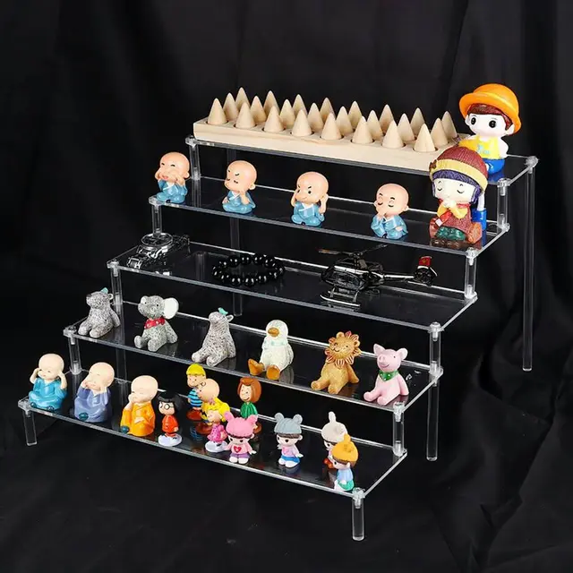 5 Tier Transparent Storage Rack with Tiered - (White) 5 Tier Transparent Storage Rack with Tiered
